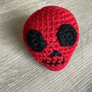 Red & Black plush crochet skull